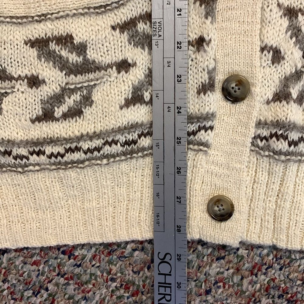 Polo Ralph Lauren Ivory Taupe Nordic Southwestern Wool V-Neck Cardigan Size L - Picture 12 of 14
